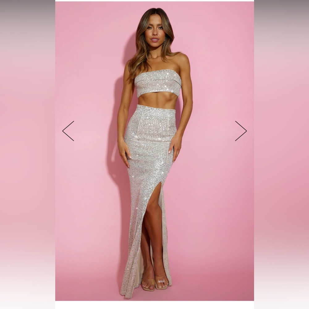 Sequin Sparkly Two Piece - Maxi Skirt and Crop Top (size small)
